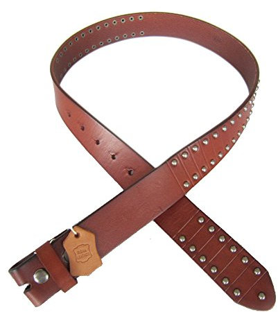 Classic Brown Punk Nails Studded Genuine Leather Belt Solid Real Leather Belt (2XL 51 inch 135 cm)