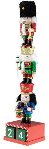 Clever Creations Count Down Stacked Chubby Nutcracker Christmas Advent Calendar Blocks | 100% Wood | 14 Tall | Perfect for Tables and Shelves | Holiday Décor