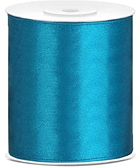 DaLoKu Satinband 6/12/25/38/50/100mm x 25m Geschenkband Schleifenband, Größe: 100mm x 25m, Farbe: Türkis