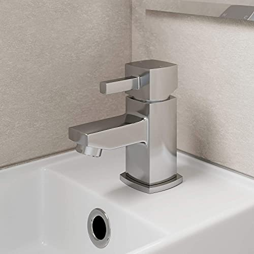 Architeckt® Misa Bathroom Basin Sink Mixer Tap Cloakroom Mini Mono Modern Square Single Lever Handle Faucet for Sinks, Chrome