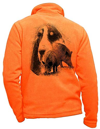 Fleecejacke orange personalisiert mit Wildschweinchen, großer Heiliggason - Jagdbekleidung Größe S