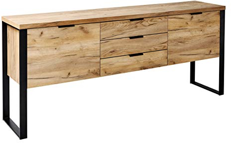 Amazon Marke - Movian Ems - Sideboard mit 2 Türen und 3 Schubladen, 180 x 39,5 x 76,2 cm, Kerneiche-Effekt, 47SB15