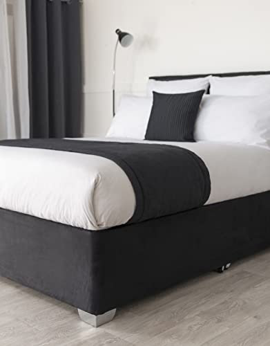 Belledorm Cache-sommier avec une profondeur supplémentaire de 48 cm, pour donner un aspect rangé au lit-coffre, luxueux daim synthétique (noir, 137 x 191 cm)