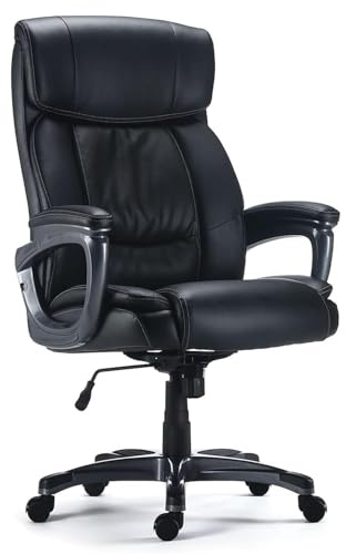 STAPLES Lockland Ergonomic Managers Office Chair, Big & Tall Cushioned, Adjustable Height, Metal Frame, Bonded Leather, for Workspace, Home, or Gaming, Black