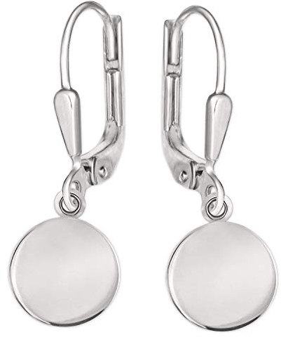 CLEVER SCHMUCK Silberne Damen Ohrringe als Ohrhänger 27 mm mit Mini Plättchen rund Ø 10 mm glänzend 925 Sterling Silber im Schmucketui