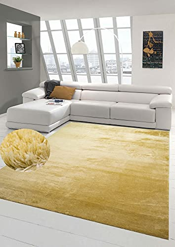 Teppich-Traum Wohnzimmerteppich für EIN interessantes Interiordesign | weicher Flor waschbar | in Gold, Größe 160x230 cm