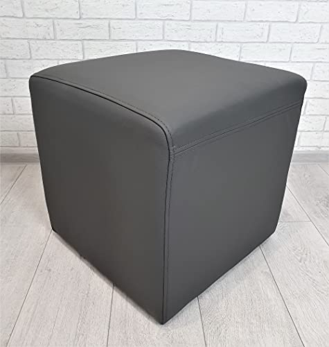 Quattro Meble Dunkelgraues Hocker Farbe anthrazit, viele Größen Echtleder Sitzhocker Rindsleder Sitzwürfel Fußhocker Polsterhocker Echt Leder Puff (40 x 40 x H-45 cm)