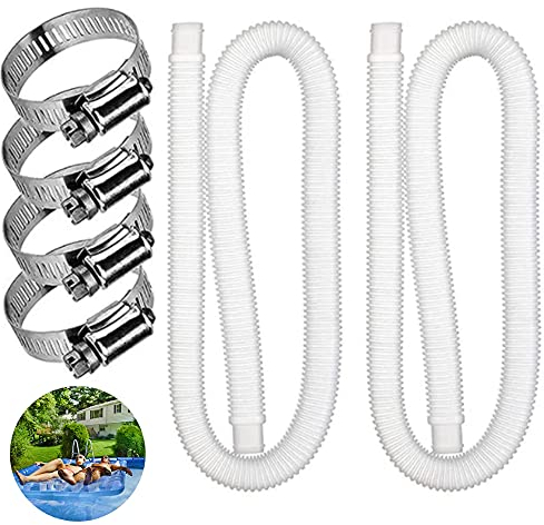 2 Stuck 150 * 3.2cm Schwimmbad Poolpumpe Schlauch Filterpumpe Schlauch Mit 2 Metallanschlsssen for Oberirdische Pools Ersatzschlauch for Schwimmbad filterpumpen