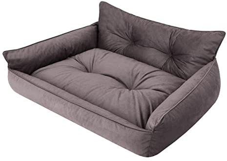 PillowPrim Hundebett Haustierbett Liegen Hundekissen Gesteppt Bett Hundeliege Hundematratze Sofa Tierbett Hundesofa Matratze, L - 64 x 49 cm, Braun Fancy