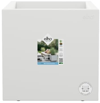 Elho Vivo Next Square 30 - Fioriera per Interno esterno - Ø 29.5 x H 29.5 cm - Bianco/White