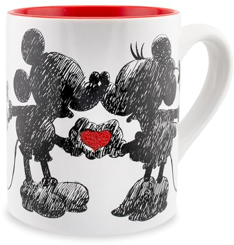 Silver Buffalo Disney Micky Minnie Herz Glitzer Keramik Kaffeetasse 400 ml