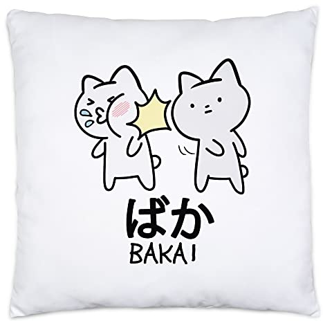 Hey!Print Baka Anime Kissen Inkl Füllung Lustiges Baka Katze Ohrfeige Cat Otaku Manga