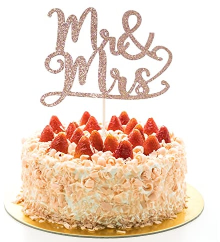ALLY-MAGIC Mr Mrs Tortenaufsatz Hochzeit Cupcake Topper Hochzeit Kuchen Dekoration für Brautdusche Party Supplies Y4-CWDGZD (Roségold)
