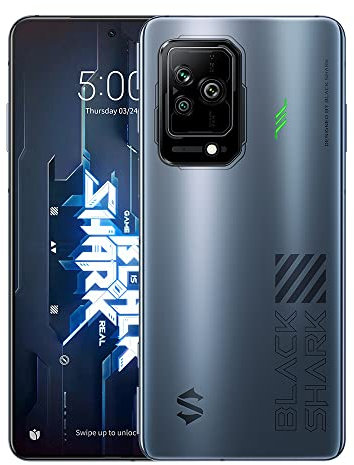 Black Shark 5 [5G] Gaming Smartphone 8+128GB, Pantalla E-Sports de 144Hz 6,67”, Hipercarga 120W, Snapdragon 870, 64MP Cámara, Batería 4650mAh, LPDDR5+UFS3.1, Gris (Versión Global)