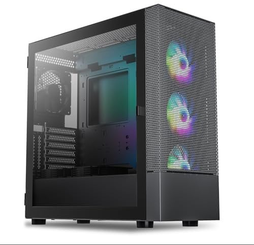 Vetroo AL600 Black Mid-Tower ATX PC Case, Pre-Installed 3x120mm ARGB Fans, 3x120mm Regular Fans, Top 360mm Radiator Support Mesh Computer Gaming Case, Controller Hub Included