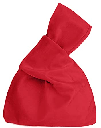 Muka Velvet Knotentasche Knot Handgelenktasche Knot Wristlet Bag Tasche Abendtasche im japanischen Stil- Rot