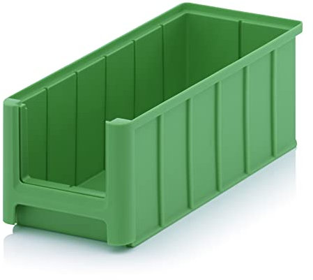 Creativ Ladenbau Sichtlagerkasten/Sichtbox/Stapelbox/Lagerbox / Sortierkasten / Sortierbox in Größe 3 lang, stapelbar, Farbe: grün (Gelbgrün ähnlich RAL6018), Außenmaße L x B x H 32,5 x 15 x 12,5 cm