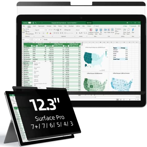 Magnetischer Blickschutzfilter Kompatibel Mit Microsoft Surface Pro 7 Plus/Pro 7/Pro 6/Pro 5/Pro 4/Pro 3, 12,3 Zoll Abnehmbar Anti Spy Glare Blaulicht Privacy Screen Blickschutzfolie Sichtschutz