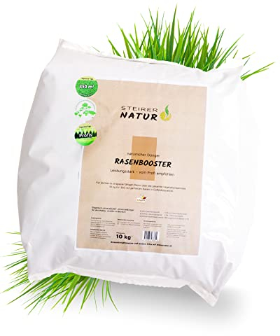 STEIRERNATUR Rasenbooster Bio Rasendünger 10kg - organischer Grasdünger für saftigen Rasen in Golfplatz Qualität - Rasen Langzeitdünger - Rasendünger