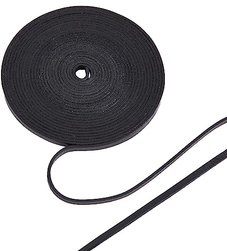 GORGECRAFT 5M Bande de Cuir Véritable 10mm Cordon en Cuir Plat Noir 2mm D'Épaisseur Bracelet en de Vachette Corde Fil Tressage pour Bracelets Collier Ceintures Botte Dentelle Fabrication