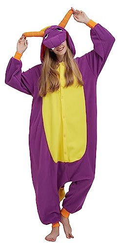 Simzoo Pigiama Intero Animali Unisex Kigurumi Adulto Carnevale Onesie Cosplay Halloween Costume per Donna Uomo Sleepwear