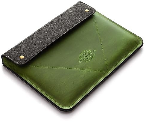 Crazy Horse Craft, Leder Hülle für MacBook Pro 16 Tasche Mac Laptop Bag Grün