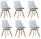 GrandCA HOME Juego de 6 Sillas de Comedor con Patas de Haya Maciza, Diseño Retro, Tapizadas, Sillas de Cocina, Madera,Blanco-QNG