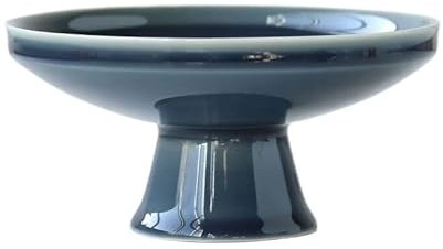 OQHAIR Fruit Bowls Creative High-footed Ceramic Fruit Plate Dessert Plate Fruit Tray Rack Home Living Room Coffee Table Snack Candy Saucer Fruit Basket (Color : Navy blue)