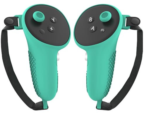 Grip per controller VR Protezione in silicone per controller Quest 3 Grip, pelle morbida con cinturino (Verde)