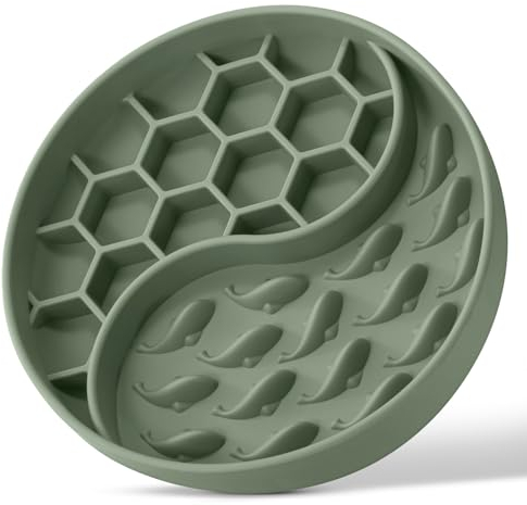 ZOURYNUA Slow Feeder Dog Bowls, Silicone Pet Food Bowls with Suction Cups, Non-Slip Dog Feeding Slow Down Pet Eating Speed for Fast Eaters, Anxiety Relief & Fun Added (Green)