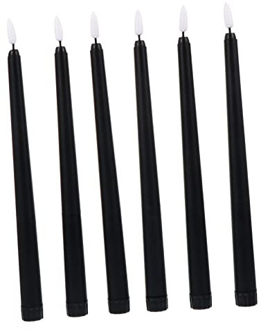 Angoily 6st Lange Stabkerzenlichter Led-kerzen Flackern Led-kerzenlichter Flackern Schwarze Flammenlose Kerzen Schwarze Spitzkerze Geführte Kerzenlichter 28c Plastik Warmweiß Dekorationen