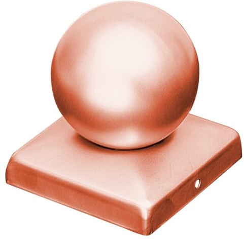 Pollmann®Baubeschläge Pfostenkappe mit Kugel 71 x 71 Kupfer lackiert, 4 Stück