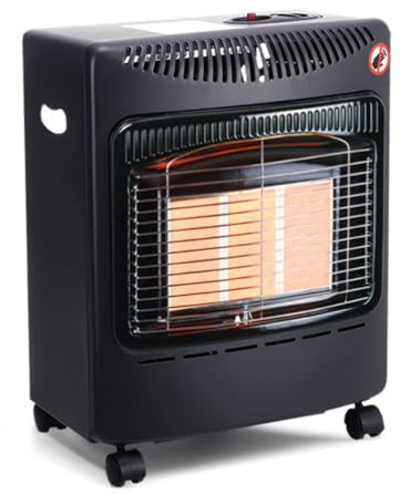 The Fellie Calor Gas Heater, Indoor Outdoor 4.2KW Portable Gas Heater with Wheels, Hose and Regulator, Room Butane Cabinet Heater for Home, 42x25.5x46cm, Black