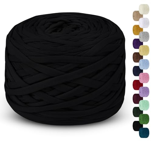 LEREATI Fettuccia per Borse a Uncinetto 285g/100m Cordino per Borse Uncinetto, Filato per Uncinetto, Cordoncino per Borse, Cestini, Tappeti, Fai da Te, Decorazioni, Artigianato (Nero)