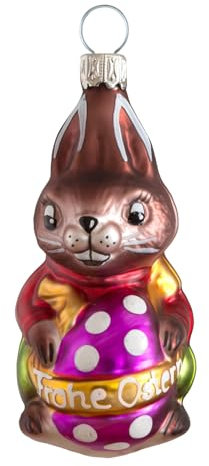 Glas-Osterhase Gustav mit Ei (braun)