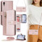 ELTEKER iPhone XR Mobile Phone Case with Neck Strap, Flip Case iPhone XR with Card Slot, Mobile Phone Chain Protective Case, Leather Case for iPhone XR – Rose Gold