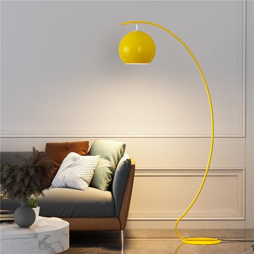 Leomix Bogen-Stehlampen Für Wohnzimmer, Moderne Hohe Stehlampe Mit Fernbedienung, Stufenlos Dimmbare Stehlampe Mit Hängendem Kuppelschirm Für Schlafzimmer, Büro,Gelb