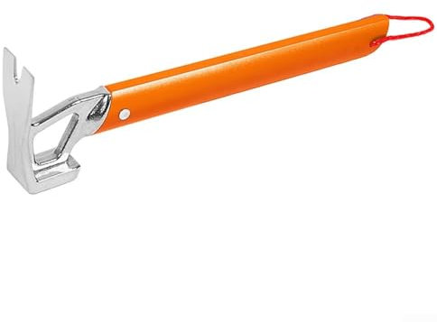 Camping Tent Peg Hammer, Tent Peg Remover Puller Tool, Aluminum Alloy Handle Stainless Steel Tent Peg Climbing Stakes Nail Puller(Orange)