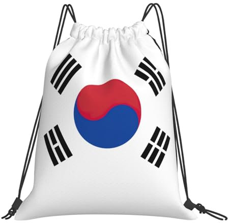 JEJEA Rucksack mit Kordelzug, Motiv: Flagge der Republik Korea, wasserdicht, für Schwimmen, Fitnessstudio, Reisetasche für Männer und Frauen, weiß, One size