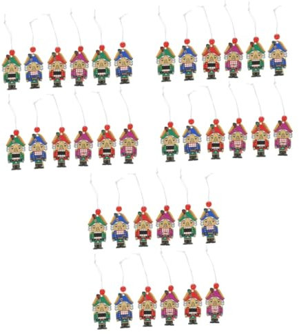 PRETYZOOM 36 Pièces Pendentif Casse-Noisette Décor Casse-Noisette Suspendu Mini Casse-Noix Marionnette Soldat Casse-Noisette Personnage De Marionnette Casse-Noisette du Festival Bois