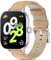 CHANRASI Lederarmband Kompatibel mit Xiaomi Redmi Watch 5/Xiaomi Redmi Watch 4 /Xiaomi Mi Band 8 Pro,Echtes Lederband Ersatzarmband Herren Damen Armbands für Redmi Watch 4/Mi Band 9 Pro,Apricot Silber