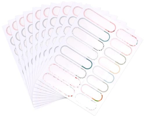 80 Pezzi Etichette Impermeabili Etichette Autoadesive per Bottiglie Adesivi con Nome Personalizzate Riutilizzabili Etichette per Barattoli e Bottiglie Sigillati Etichette Adesive (10 Fogli, Stile 3)