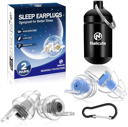 Ohrstöpsel zum Schlafen 2Paar, Weich Gehörschutz Ohrenstöpsel gegen Schnarchen, Noise Cancelling Silikon Ohr-Stöpsel Lärmreduzierung für Schlaf Arbeiten Reisen, 2 Größen für Erwachsene Kind12+