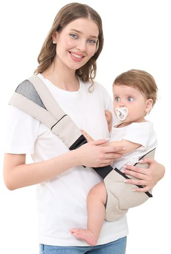 GAGAKU Bretelles pour tout-petits - Sangle rembourrée réglable - Porte-bébé ergonomique portable avec siège antidérapant pour nourrissons et tout-petits (6,4 à 20 kg) - Crème