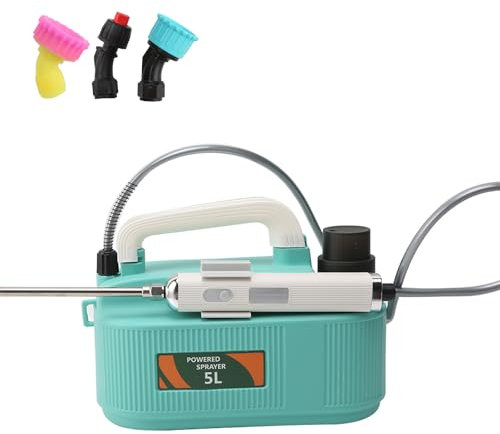 Rehomy Pulverizador eléctrico de jardín de 5 l/1. Pulverizador alimentado por batería de 35 galones con 3 boquillas de niebla, varita retráctil, correa de hombro ajustable para césped, jardín, patio