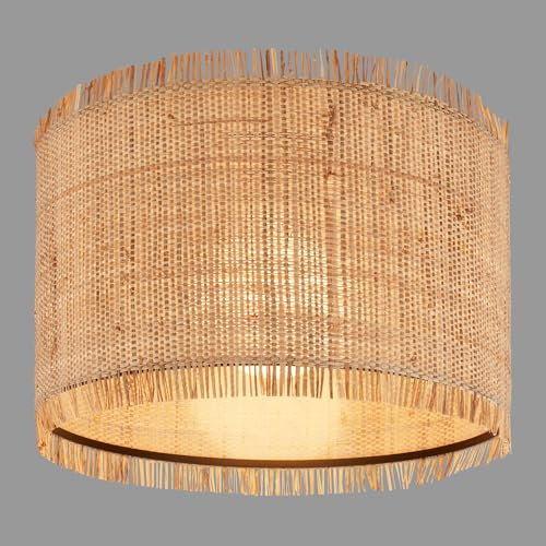 BRILONER - Deckenlampe mit Strohschirm, E27 Fassung, max. 10 W, Deckenleuchte, Boho, aesthetic, Lampe, Wohnzimmerlampe, Schlafzimmerlampe, Esszimmerlampe, Flurlampe, 40 x 28 cm (DxH), Natur