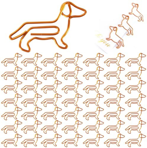 50-teiliges Set Büroklammern, Tierform-Büroklammern, Cartoon-Lesezeichen-Büroklammern, niedliche Tier-Memohalter, Bürobedarf für Schüler, Lehrer (Orange)