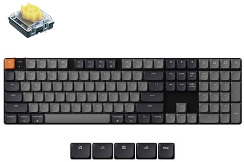 Keychron K5 QMK Custom Mechanical Keyboard, US ANSI Ultra-Slim Full Size 104 Keys Wireless Gaming Keyboard, Low-Profile Banana Switch with RGB Backlits for Mac Windows, Version 2