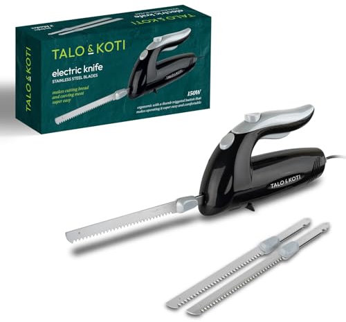 Cloover Electric Carving Knife With Two Serrated Blades For Multi-Purpose Use, Ergonomic Handle Plus Low Vibration