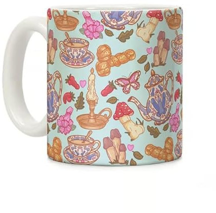 GRFFZX Cottage Core Coffee Mug, Cottagecore Peens Pattern Coffee Mug, Cottagecore Coff ee Mug, Cottage Core Mu g, Cutest Mushroom Mu g, Gifts for Mom,Grandma (15OZ)